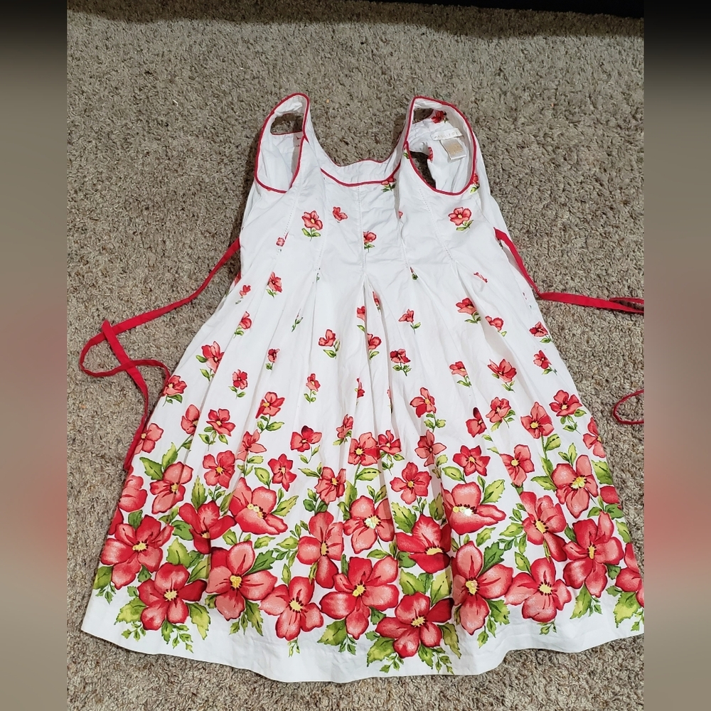 Maggie & Zoe White Dress with Red Floral Pattern